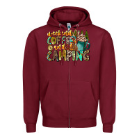 Burgundy Weekends Coffee And Camping Zipper Hoodie - CowhideDigitalArt