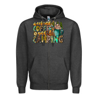 Charcoal Heather Weekends Coffee And Camping Zipper Hoodie - CowhideDigitalArt