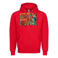 Red Weekends Coffee And Camping Zipper Hoodie - CowhideDigitalArt