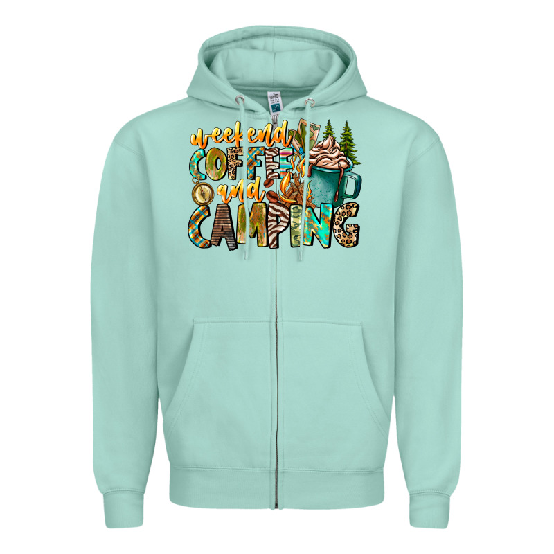 Weekends Coffee And Camping Zipper Hoodie by CowhideDigitalArt | Teevron