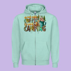 Weekends Coffee And Camping Zipper Hoodie Designed By Cowhidedigitalart