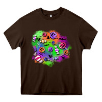 Chocolate Brown halloween candy patches Heavy Core Tee - BundleAndBundleShop