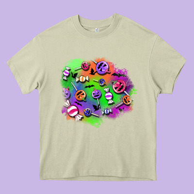 Halloween Candy Patches Heavy Core Tee Designed By Bundleandbundleshop