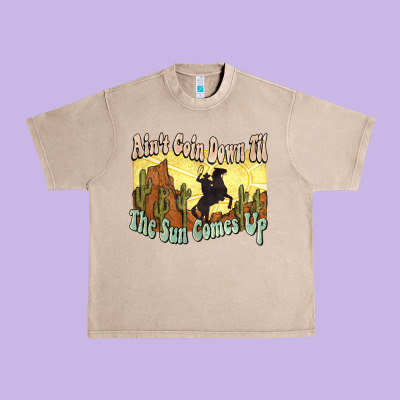 Ain't Goin Down Til The Sun Comes Up Cowboy Urban Heavy Tee Designed By Howdyjamesfarm