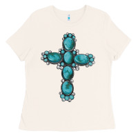 Bone western Gemstone cross Ladies Tee - Artiststas