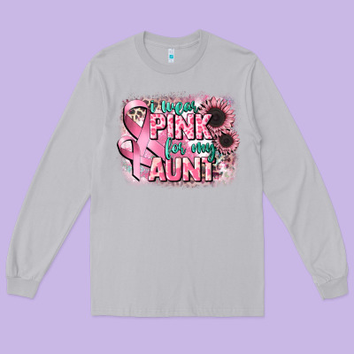 I Wear Pink For My Aunt Long Sleeve Tee Designed By Cowgirlartshop