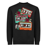 Black cassette floral gemstone Heavyweight Sweatshirt - FaDigitalArtStudio