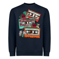 Navy cassette floral gemstone Heavyweight Sweatshirt - FaDigitalArtStudio