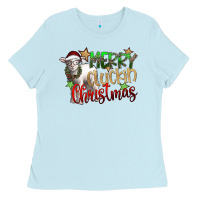 Baby Blue merry cluckin christmas Ladies Tee - SublimationCraftShop