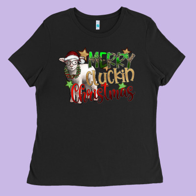 Merry Cluckin Christmas Ladies Tee Designed By Sublimationcraftshop