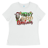 White merry cluckin christmas Ladies Tee - SublimationCraftShop