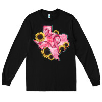 Black texas map breast cancer Long Sleeve Tee - CowGirlArtShop