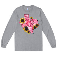 Heather Grey texas map breast cancer Long Sleeve Tee - CowGirlArtShop