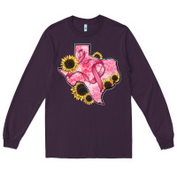 Plum texas map breast cancer Long Sleeve Tee - CowGirlArtShop