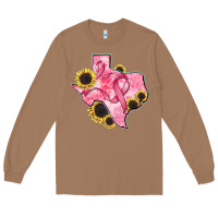 Toasted Coconut texas map breast cancer Long Sleeve Tee - CowGirlArtShop