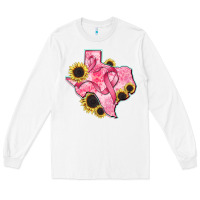 White texas map breast cancer Long Sleeve Tee - CowGirlArtShop
