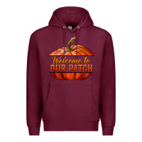 Burgundy welcome to our patch Premium Hoodie - BundleAndBundleShop