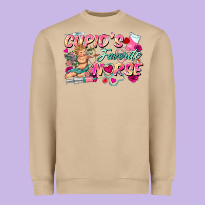 Cupid's Favorite Nurse Heavyweight Sweatshirt Designed By Fadigitalartstudio