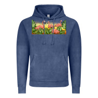 Vintage Denim flamingos with sunset Vintage Hoodie - TumblerDesignByShophia