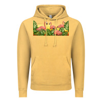 Vintage Mustard flamingos with sunset Vintage Hoodie - TumblerDesignByShophia