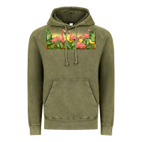 Vintage Olive flamingos with sunset Vintage Hoodie - TumblerDesignByShophia