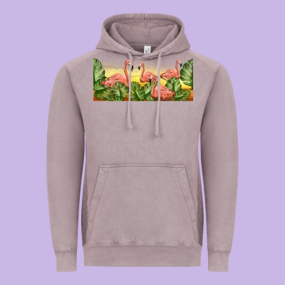 Flamingos With Sunset Vintage Hoodie Designed By Tumblerdesignbyshophia