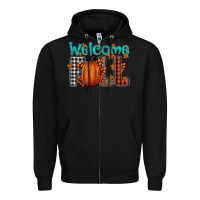 Black Welcome Fall Zipper Hoodie - CowhideDigitalArt