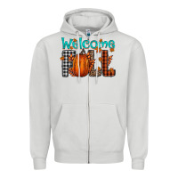 Dove Grey Welcome Fall Zipper Hoodie - CowhideDigitalArt