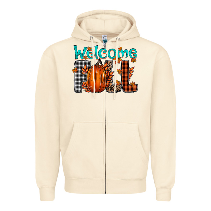 Welcome Fall Zipper Hoodie by CowhideDigitalArt | Teevron