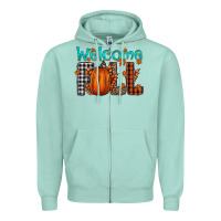 Seafoam Welcome Fall Zipper Hoodie - CowhideDigitalArt