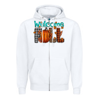 White Welcome Fall Zipper Hoodie - CowhideDigitalArt