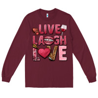 Burgundy Live laugh love Valentine's Day Long Sleeve Tee - HowdyJamesFarm