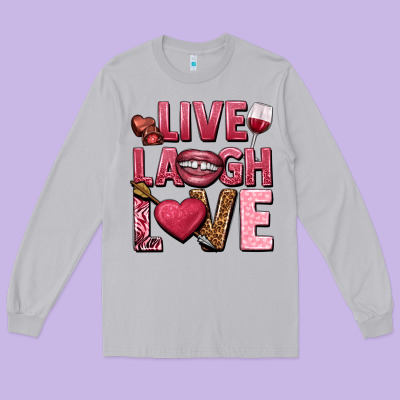 Live Laugh Love Valentine's Day Long Sleeve Tee Designed By Howdyjamesfarm