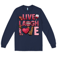 Navy Live laugh love Valentine's Day Long Sleeve Tee - HowdyJamesFarm