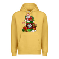 Antique Gold Christmas Santa Claus Coffee Cup Premium Hoodie - FaDigitalArtStudio