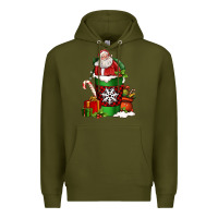 Army Green Christmas Santa Claus Coffee Cup Premium Hoodie - FaDigitalArtStudio
