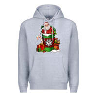 Heather Grey Christmas Santa Claus Coffee Cup Premium Hoodie - FaDigitalArtStudio