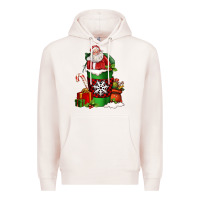 Pale Pink Christmas Santa Claus Coffee Cup Premium Hoodie - FaDigitalArtStudio