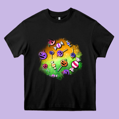 Halloween Candy Patches Heavy Core Tee Designed By Bundleandbundleshop