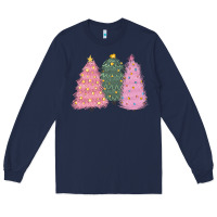 Navy christmas trees Long Sleeve Tee - CowGirlArtShop