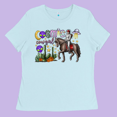 Cosmic Cowgirl Ladies Tee Designed By Sublimationcraftshop