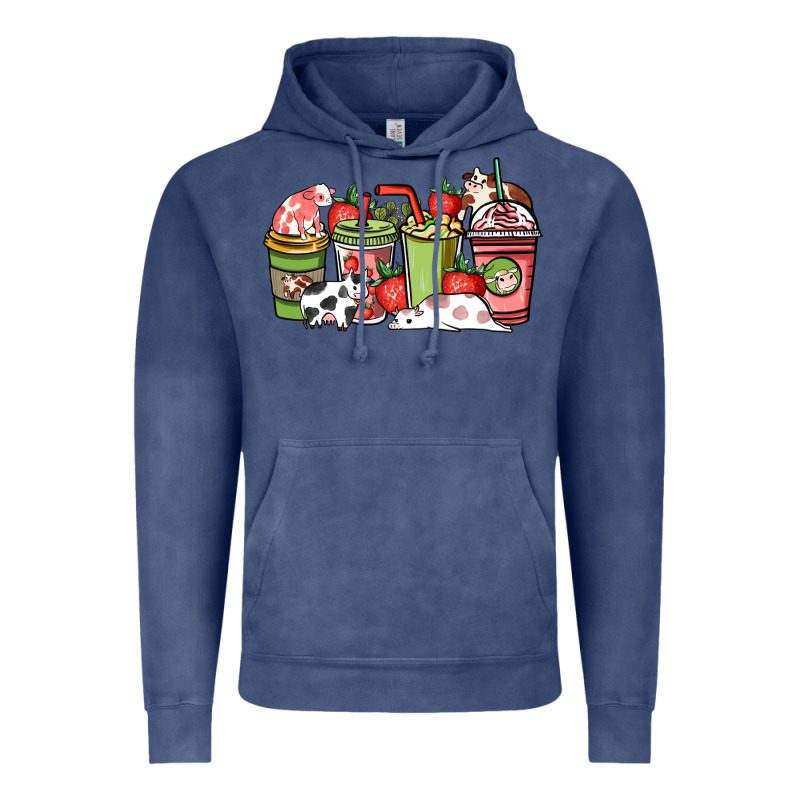 Cow And Strawberry Coffee Cups Vintage Hoodie by HowdyJamesFarm | Teevron