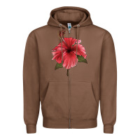 Chestnut Puerto Rican Hibiscus Flower Illustrations Zipper Hoodie - LillyAllenDesigns
