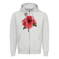 Dove Grey Puerto Rican Hibiscus Flower Illustrations Zipper Hoodie - LillyAllenDesigns