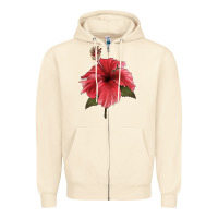 Sandshell Puerto Rican Hibiscus Flower Illustrations Zipper Hoodie - LillyAllenDesigns
