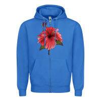 True Royal Puerto Rican Hibiscus Flower Illustrations Zipper Hoodie - LillyAllenDesigns