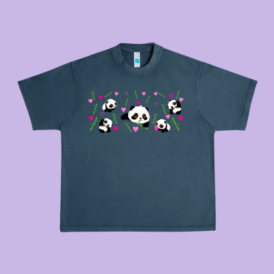 Cute Panda Urban Heavy Tee Designed By Tumblerdesignbyshophia