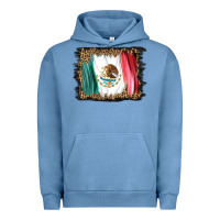 Pigment Pebble Blue distressed mexico flag Urban Hoodie - BarkalooDesign