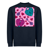 Navy valentines day lock and key seamless pattern Heavyweight Sweatshirt - BundleAndBundleShop