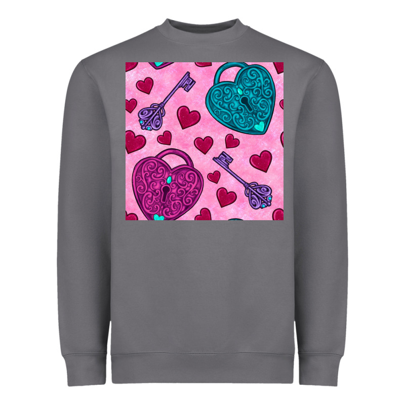 Valentines Day Lock And Key Seamless Pattern Heavyweight Sweatshirt by BundleAndBundleShop | Teevron